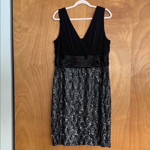 Dressbarn Elegant Black and Silver Mini Dress